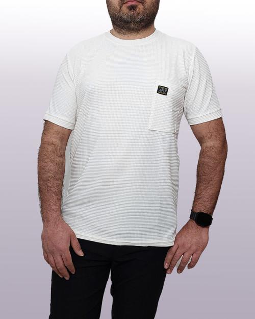 تیشرت مردانه آستین کوتاه سفید JKT مدل 1410